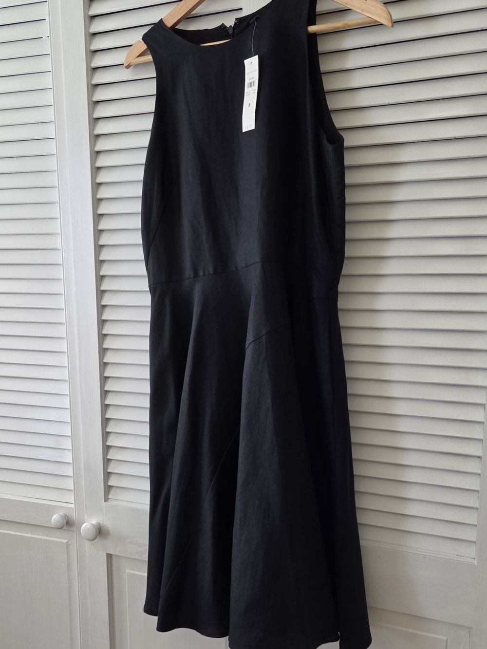 Ann Taylor Black Sleeveless Midi Fit-and-Flare Dress